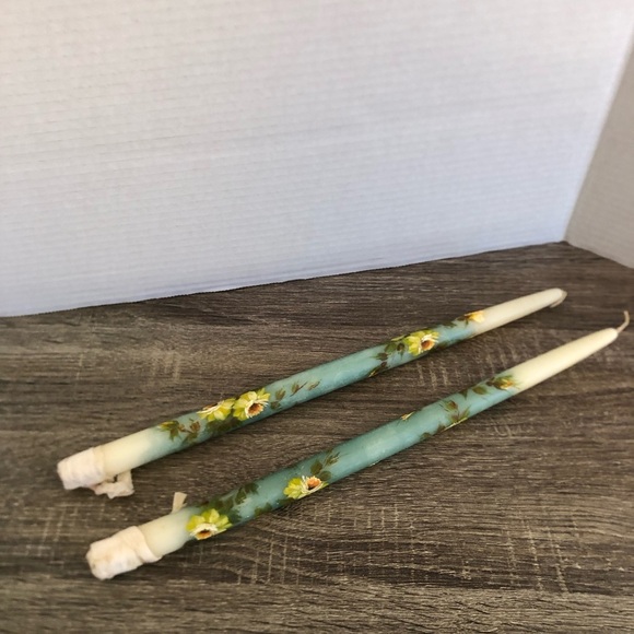 Gorgeous Hand Painted Floral Candlesticks - Picture 1 of 11